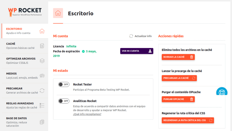Escritorio WP Rocket