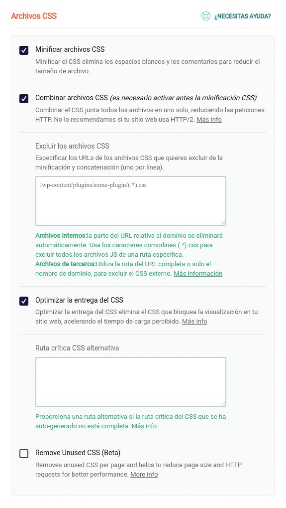 Archivos CSS WP Rocket