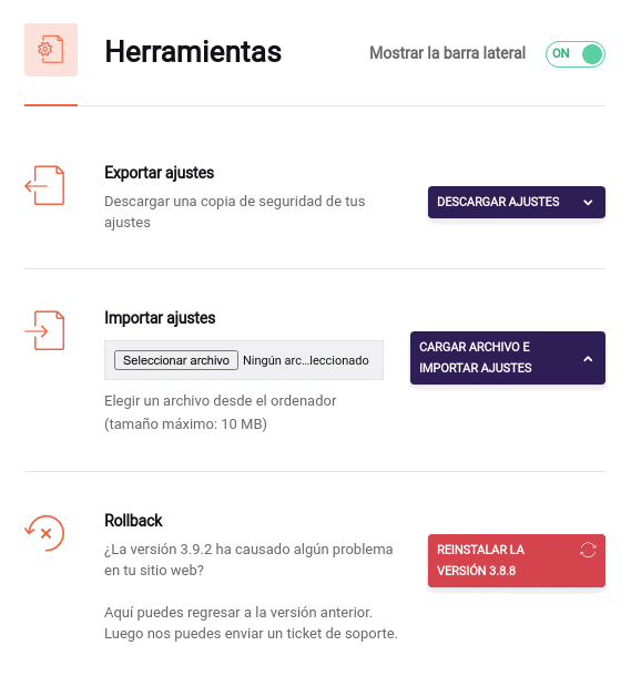 Herramientas WP Rocket