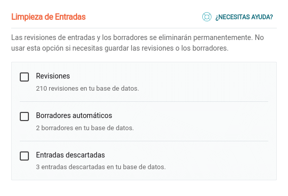 Limpieza de entradas WP Rocket