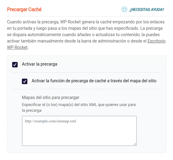 Precargar caché WP Rocket
