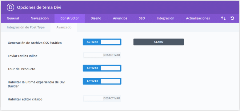 CSS estático Divi