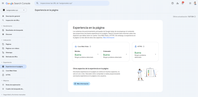 Experiencia de página raulgonzalez Search Console