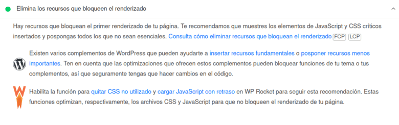 Elimina recursos bloquean renderizado PageSpeed WPOptimizers