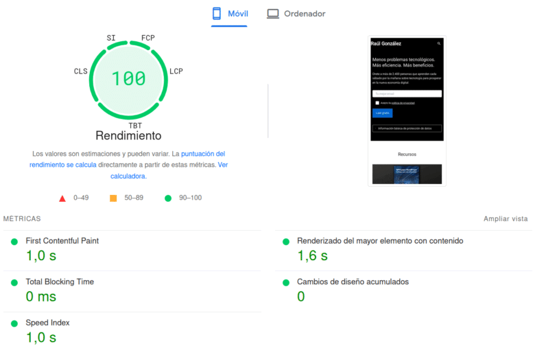 raulgonzalez PageSpeed 100